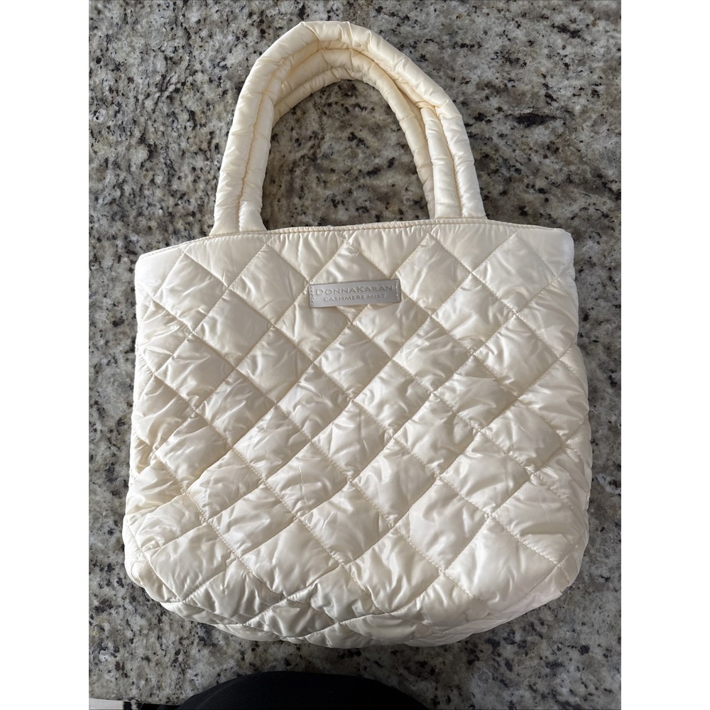 Donna Karan Cashmere Mist Tote quilted Travel Bag light Yellow4093